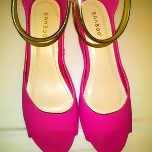 Bamboo pink wwdge heels